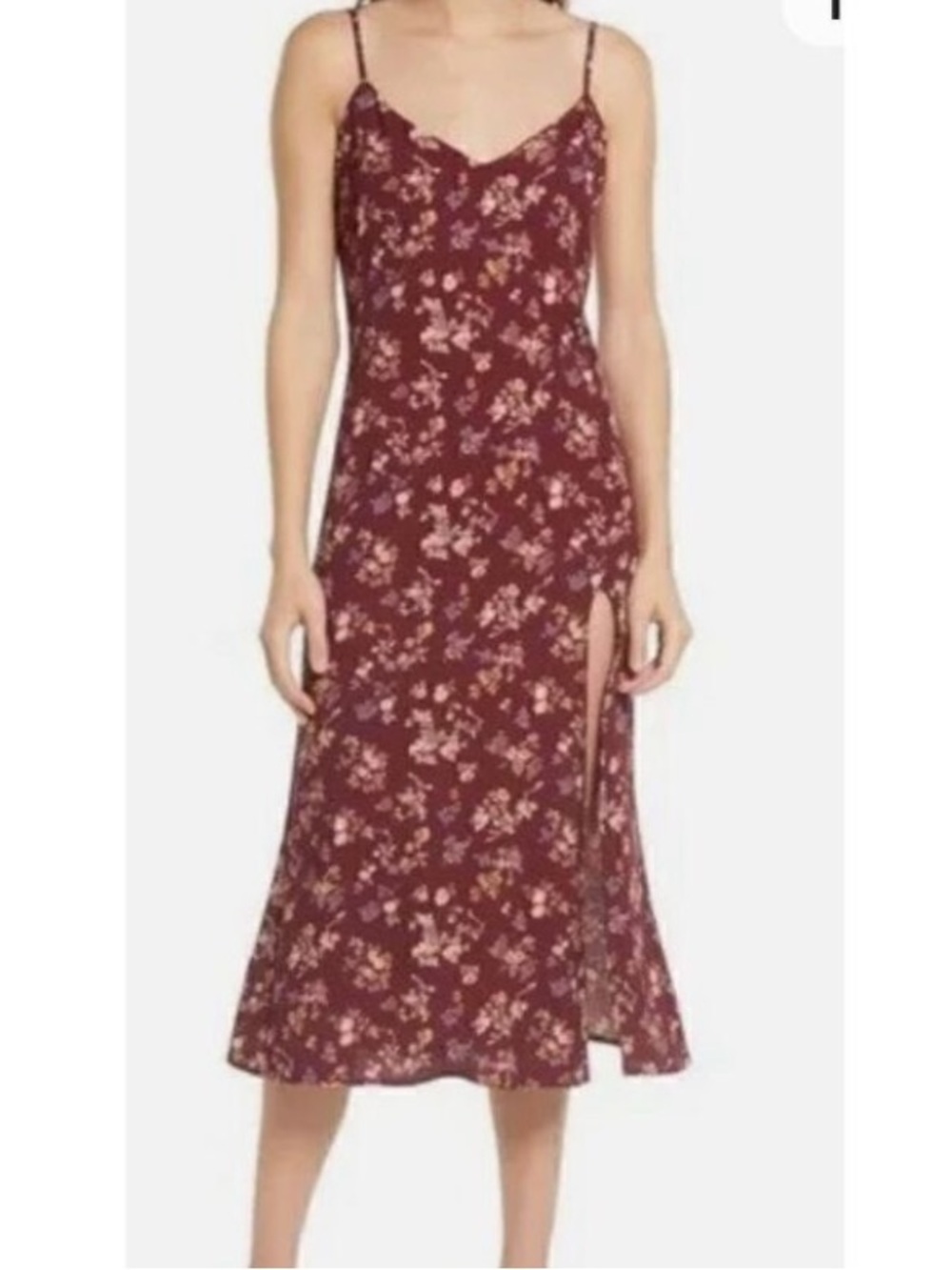Reformation Burgundy Floral Slip Midi Dress size 6